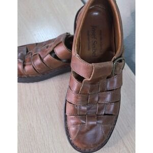 Josef Seibel Brown Leather Fisherman Sandals Closed Toe Comfort Shoes EU 38